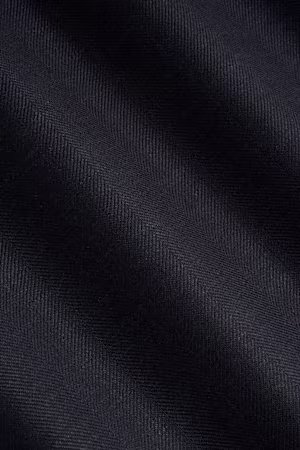 Navy Herringbone Wool Silk Linen